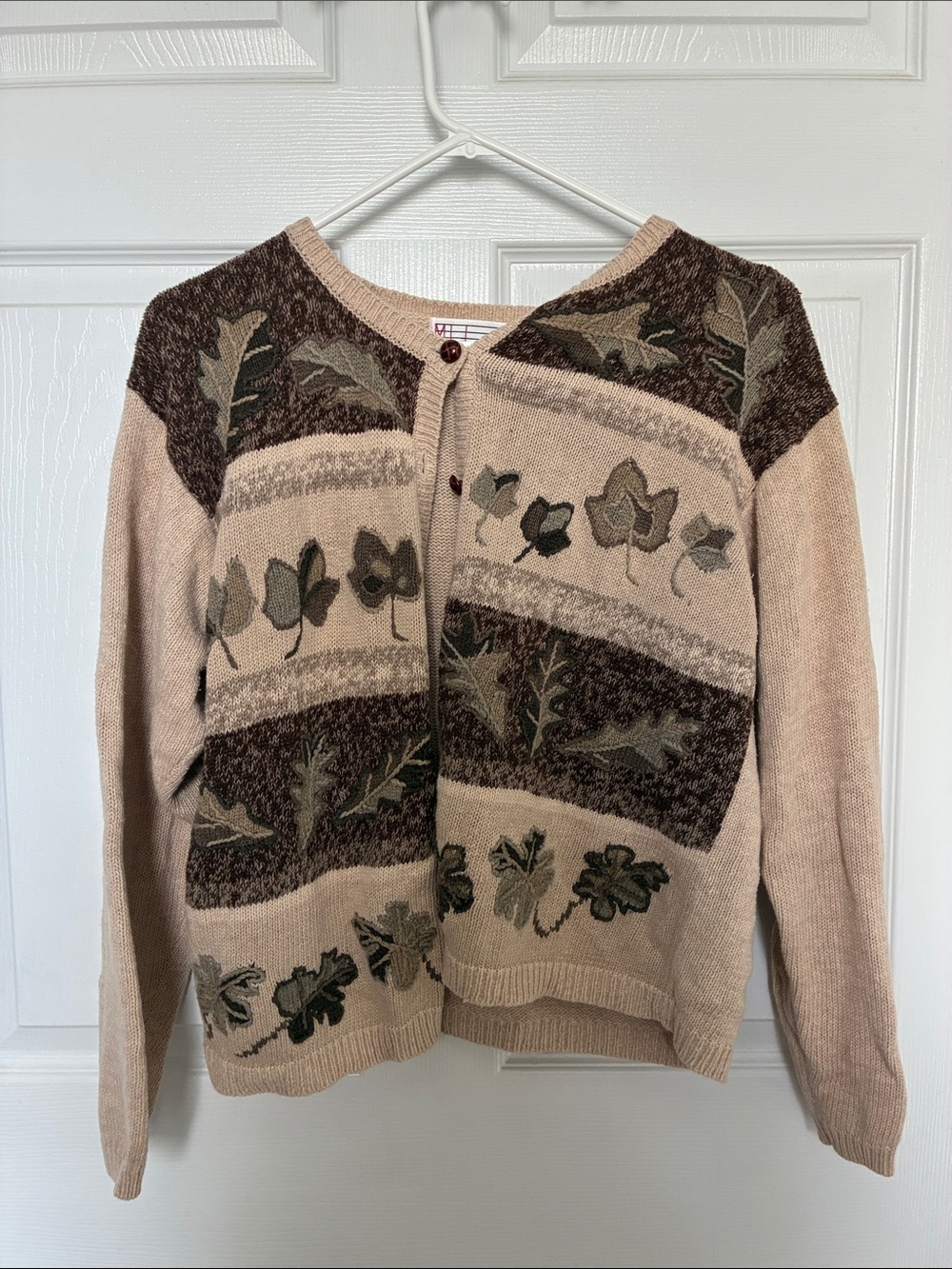 Milano Beige and Brown Botanical Embroidered Cardigan